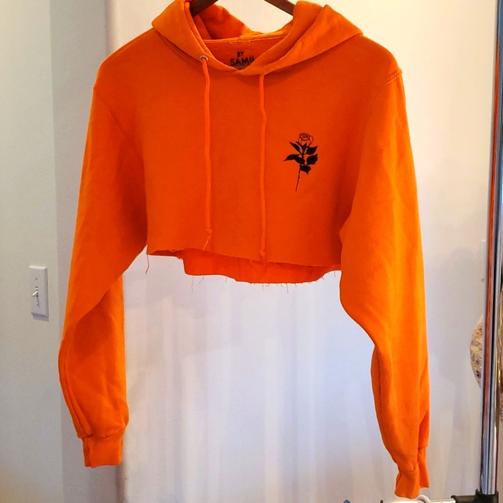 Orange Cropped Hoodie By Samii Ryan